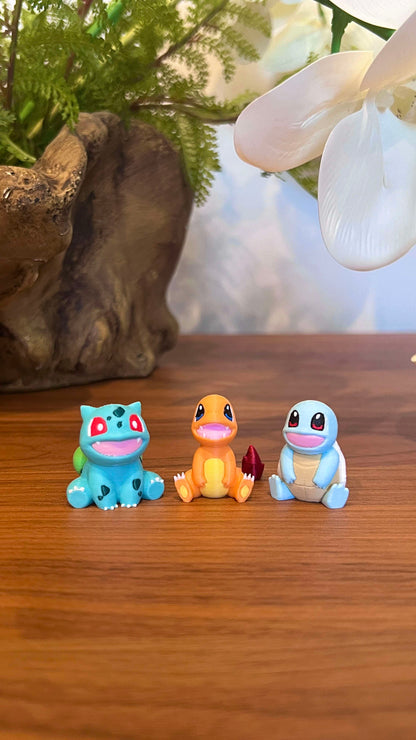 Cute Charmander, Bulbasaur, Squirtle Figurines - Gen 1 Starters