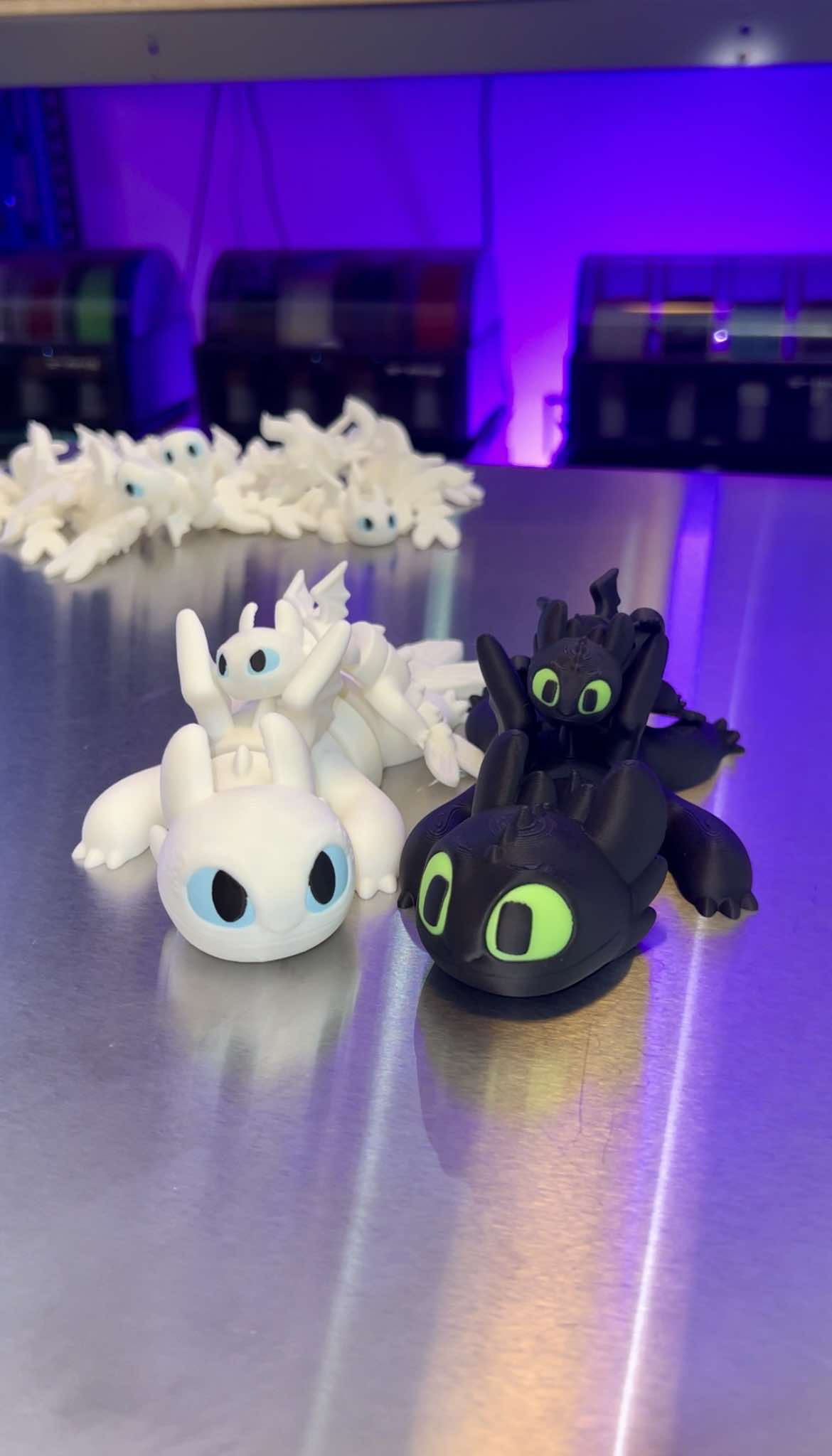 Flexi Toothless & Light Fury Figurines - Articulated Flexi