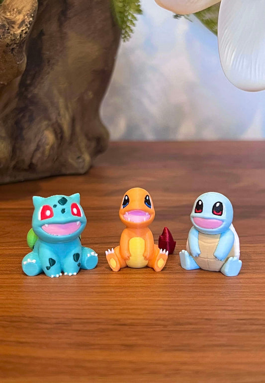 Cute Charmander, Bulbasaur, Squirtle Figurines - Gen 1 Starters